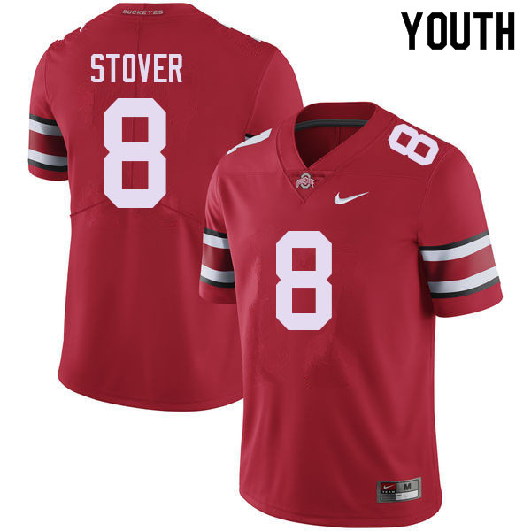 Ohio State Buckeyes Cade Stover Youth #8 Red Authentic Stitched College Football Jersey